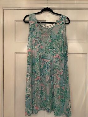 Lilly Pulitzer Green and Pink Tropical Print Dress